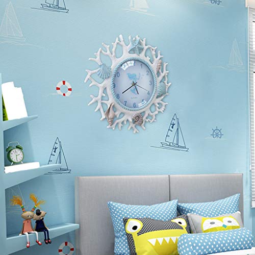 BJL Wall Clock, Clock, Resin, Mediterranean Style, Living Room, Clock, Home Decoration, Mute Clock Modern Wall Clock (Color : A) - Image 5