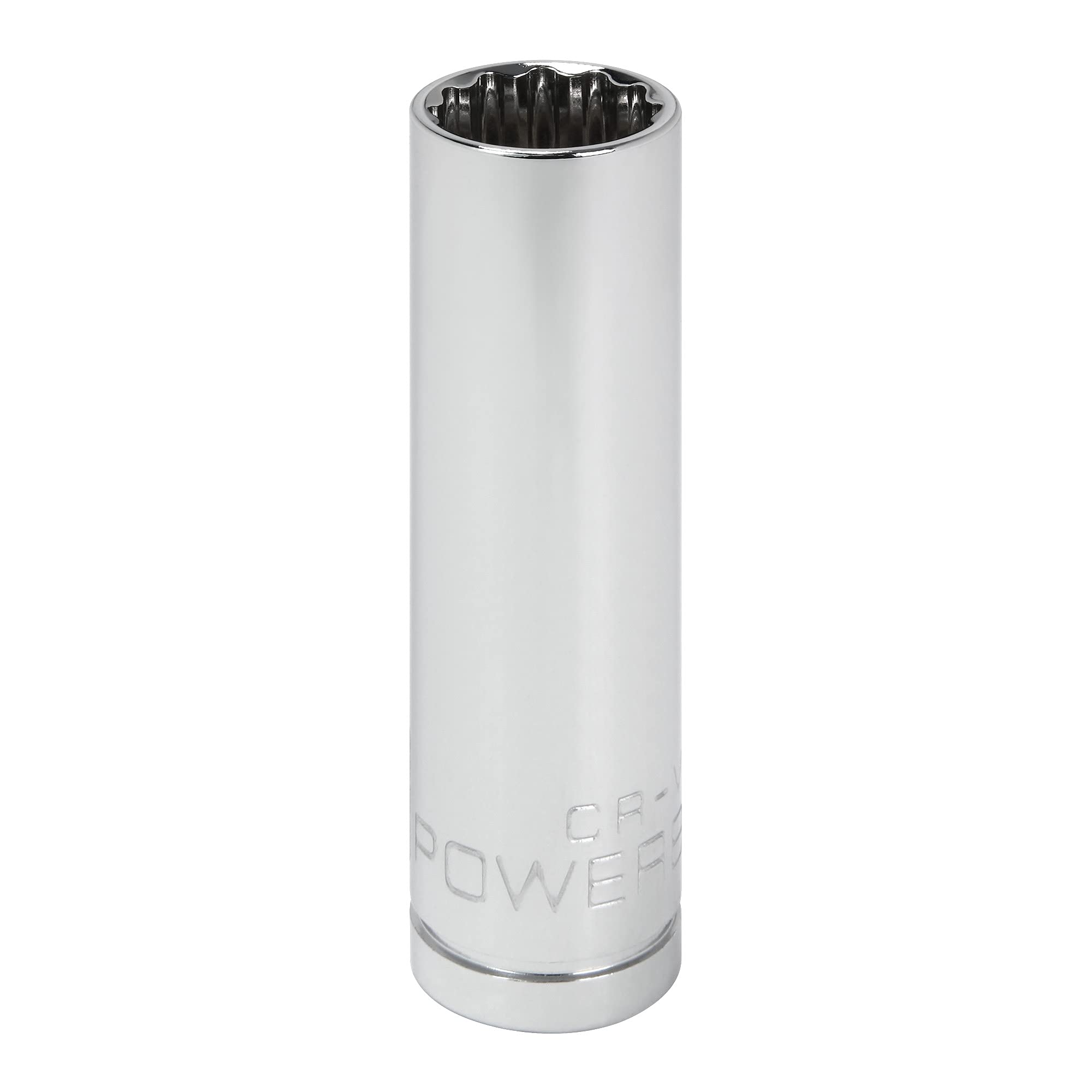 Powerbuilt 940063 3/8" Dr. 12 Pt. Metric Deep Well Socket, 13mm, Silver