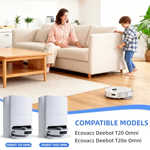 BEWOS 20PCS Ersatzteile-Set - Zubehörset für Ecovacs Deebot T20 Omni / T20e Omni Saugroboter, Hauptbürste, 6 Seitenbürsten, 4 Wischtücher, 4 HEPA-Filter, 4 Staubbeutel, All-in-One Zubehör-Komplettset