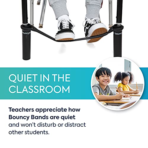 Bouncyband Original Bouncy Bands for Desks, Black, 1-Pack – Desk Chair Bands for 20” to 28” Wide Desk Legs with 1.5” Diameter Support Pipes – Silent Sensory Tool Increases Focus and Relieves Stress