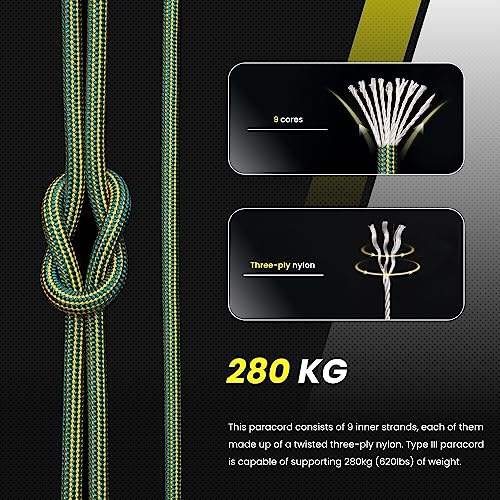Abma Cord Paracord 620 lbs 4mm 9 Strands 100% Nylon 30M - King Tut, Stripes-king Tut, 30 Meters - Image 3