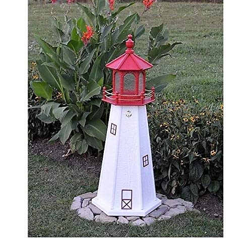 Backyard Crafts Amish-Made Cape May, NJ Replica Lighthouse with Solar-Powered LED Lighting, 70