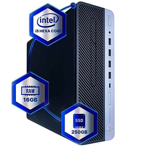 HP ProDesk 600G4 Desktop Computer | Hexa Core Intel i5 (3.2) | 16GB DDR4 RAM | 250GB SSD Solid State | Windows 11 | Home or Office PC (Renewed)