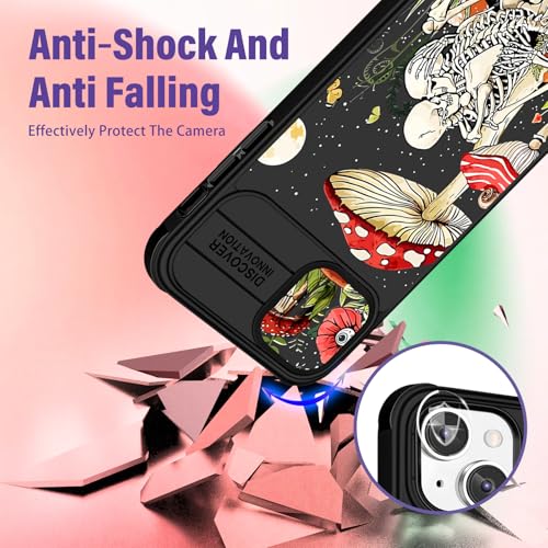 Image of Funermei (2in1 for iPhone 14 Plus Phone Case for Women Cute Girls Skull Cover Skeleton Goth Fun Funny Spooky Horror Gothic Scary Design with Camera Cover Funda for Apple for iPhone 14 Plus Case