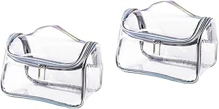 FOMIYES 2pcs Large Capacity Pvc Makeup Bag Transparent Travel Toiletry Storage Bag for Women Arch-shaped White Versatile Cosmetic Organizer