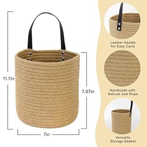 2 Pack Hanging Basket, Small Wall Baskets for Organizing, Wicker Boho Wall Decor Set, Indoor Hanging Plant Holder, Rattan Woven Organizer for Home Decor, Farmhouse Storage Bin, Jute 2 Pack Hanging Basket Small Wall Baskets for Organizing Wicker Boho Wall Decor Set Indoor Hanging Plant Holder Rattan Woven Organizer for Home Decor Farmhouse Storage Bin Jute