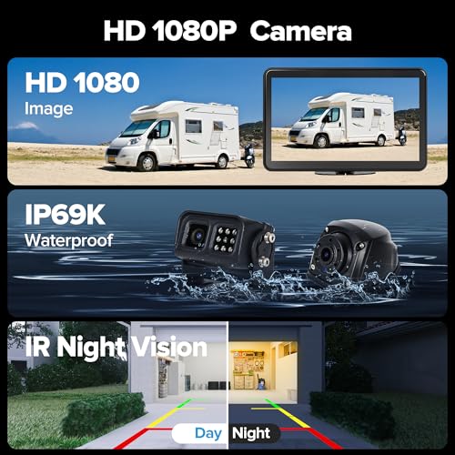 Image of WiFi GPS 6CH RV Backup Camera System with 10.1 inch HD Touchscreen Monitor,4x1080P Front&Rear&Side View Camera,IR Night Vision /IP69K Waterproof /Sentry Mode,DVR Video Recorder Kit for Truck,Trailer