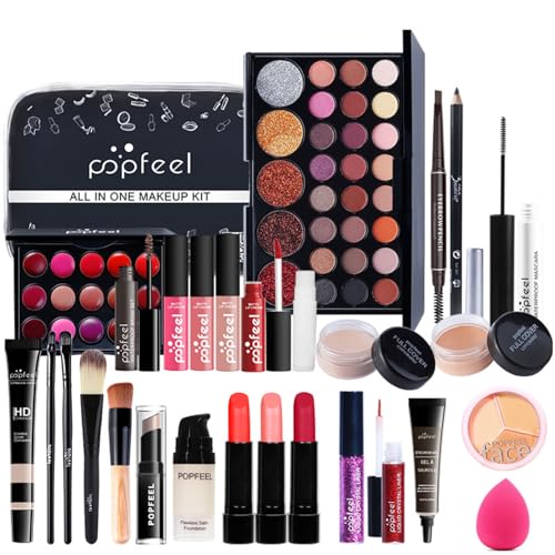MKNZOME 28 Piezas Juego de Maquillaje profesional, Paquete De Cosmético Todo En Uno con Sombras De Ojos Corrector lápiz Labial Etc, Kit De Regalo De Maquillaje - Adecuado para Mujeres y Niñas#4