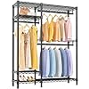 Vipek v2 garment rack metal clothing rack for hanging clothes 4 tiers wire shelving clothes rack with 3 hanging rods free standing closet wardrobe 45 lx165 wx764 h max load 700lbs black  urban country home decor