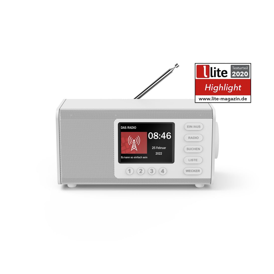 Hama Radio DAB+ i FM DR1000DE - Cyfrowe Radio Kuchenne z Dużym Wyświetlaczem, Łatwą Obsługą i Dużymi Przyciskami (UKW, AUX, 5 W, Radiobudzik, Dla Seniorów), Białe