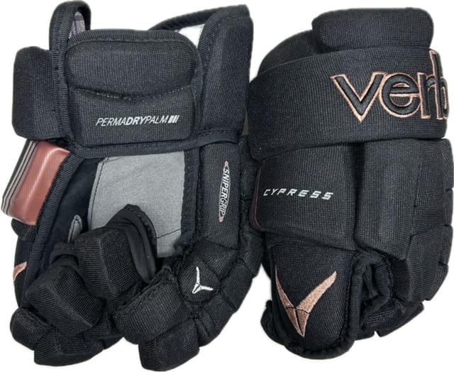 Generic Cypress 4-Roll Junior Ice Hockey Gloves-Black/Copper,Size 11