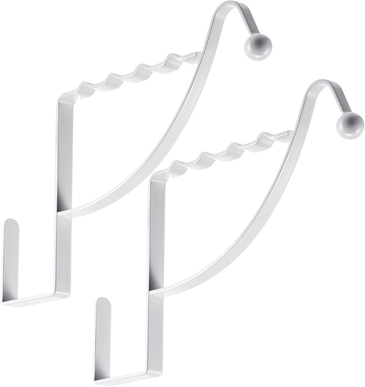Hotop 2 Pieces Over Door Hooks Single Over Door Hooks Valet Hooks Multi Hanging Storage Hanger for Clothes Coats Towels Hats Scarves Purses Keys and More-White
