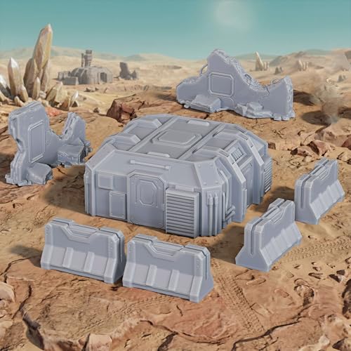 AUSPDICE Sci-Fi Terrain 28mm Bunker and Barricade Set, Wargame Buildings