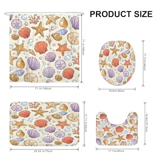 Ensemble de rideaux de douche polyester motif corail d'été 183 cm - 3