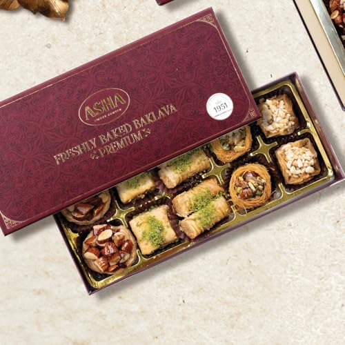 Image of ASHA SWEETS Rakhi Celebration Combo Pack with Baklava (250gm), 1 Handmade Rakhi & Wish Card Set for Gifting to Brother & Sister |Premium Rakhi Festive Gift Box for Family & Friends & Pets
