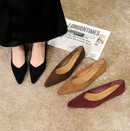 Niction Suede Flats for Women Casual Cute Pointed-Toe Flat Shoes Ballet Flats Shoes Outdoor Comfortable Dressy Mary Jane Shoe 20254