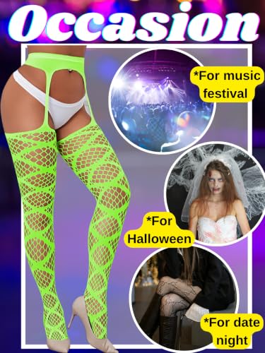 Image of Kaei&Shi Womens Thigh High Fishnet Garter Stockings Rave Party
