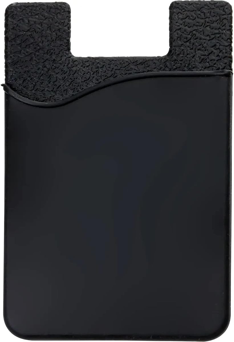 Silicone Phone Card Holder Pocket, Stick On Wallet, Adhesive Credit Card Pouch, Compatible with iPhone & Samsung Galaxy - Black