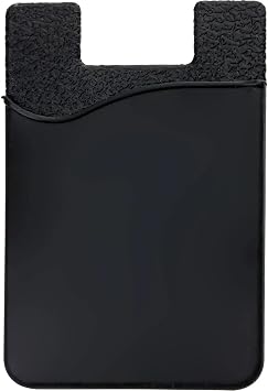 Silicone Phone Card Holder Pocket, Stick On Wallet, Adhesive Credit Card Pouch, Compatible with iPhone & Samsung Galaxy - Black