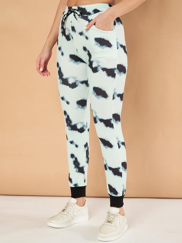 Image of DTR FASHION Light Blue Cotton Blend Styled With Tie Die Print Tracksuit | Co-ord Set For Women| Active Wear Suit Set For Women