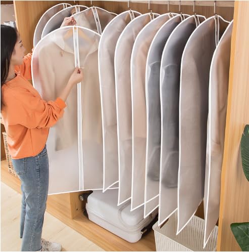5PCS All Clear Garment Bags for Hanging Clothes Bags for Closet Storage Plastic Dustproof Suit Cover Bags Clothes