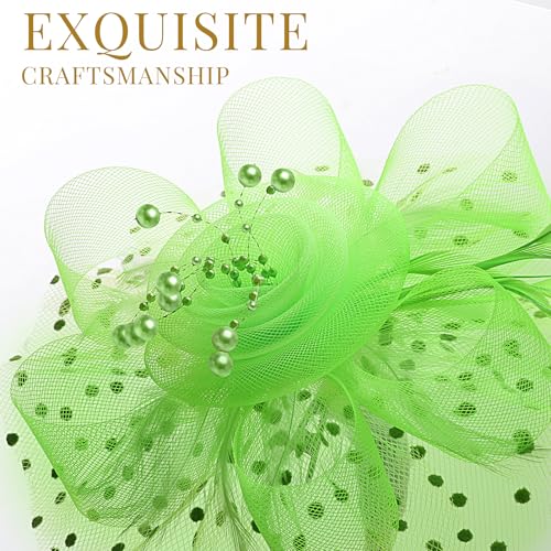Image of DRESHOW Fascinators Hat Flower Mesh Ribbons Feathers on a Headband and a Clip Tea Party Headwear for Girls and Women