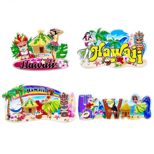 Set 4 Imanes Decorativos Hawaií 3D Diseño Tropical
