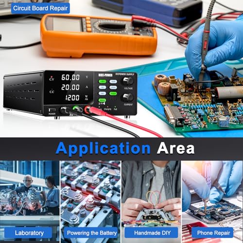 Image of NICE-POWER DC Power Supply Variable, 60V 20A 1200W High Power Bench Power Supply for Battery Charging, Adjustable Switching Regulated Power Supply with OCP, Memory Storage, Output Switch, Lock Button