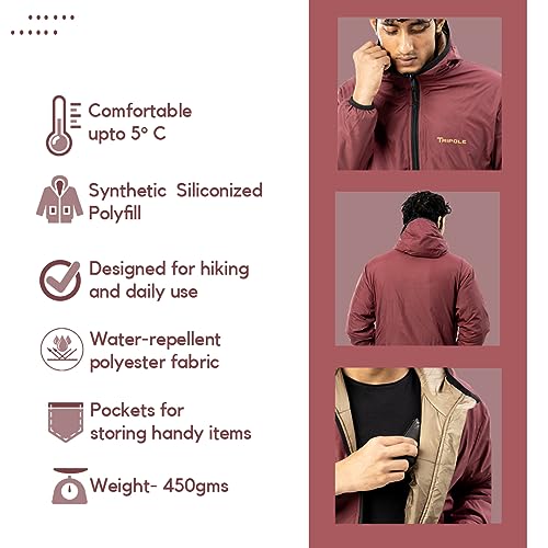 Image of TriPole Men's Winter Jacket 5C Comfort - Trekking and Daily Use (Wine, XL)