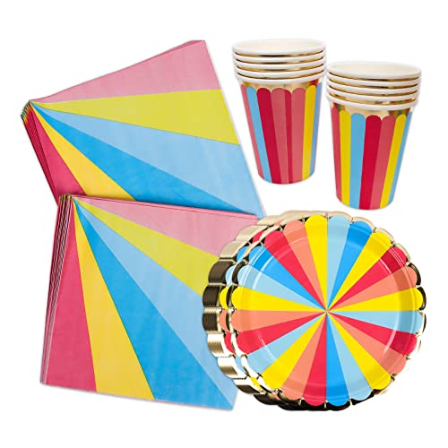 Regenbogen Geburtstagsdeko Set Für 10 Personen - Bunte Partyausstattung