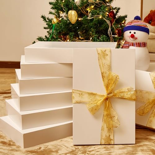 Image of SUNCOLOR 12 Pack 17 Inch White Extra Large Gift Boxes with Lids for Clothes, Presents, and Storage