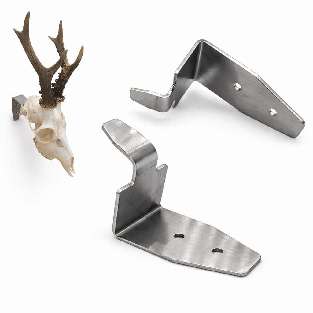 Trophäenhalter Edelstahl 2er Set – Geweihhalter & Schädelhalter für Rehbock Trophäen – Robuste Jagdtrophäen Wandhalterung, rostfrei, minimalistisch