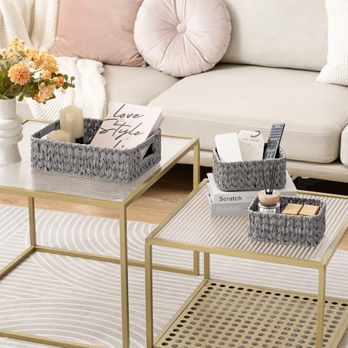 GRANNY SAYS Wicker Storage Baskets, Pack of 1 Large Woven Storage Box and 2 Small Wicker Baskets Waterproof, Bathroom Counter Organisers, Toilet Basket Tank Topper, Grey - Cosy Home Interiors GRANNY SAYS Wicker Storage Baskets, Pack of 1 Large Woven Storage Box and 2 Small Wicker Baskets Waterproof, Bathroom Counter Organisers, Toilet Basket Tank Topper, Grey - Image 8