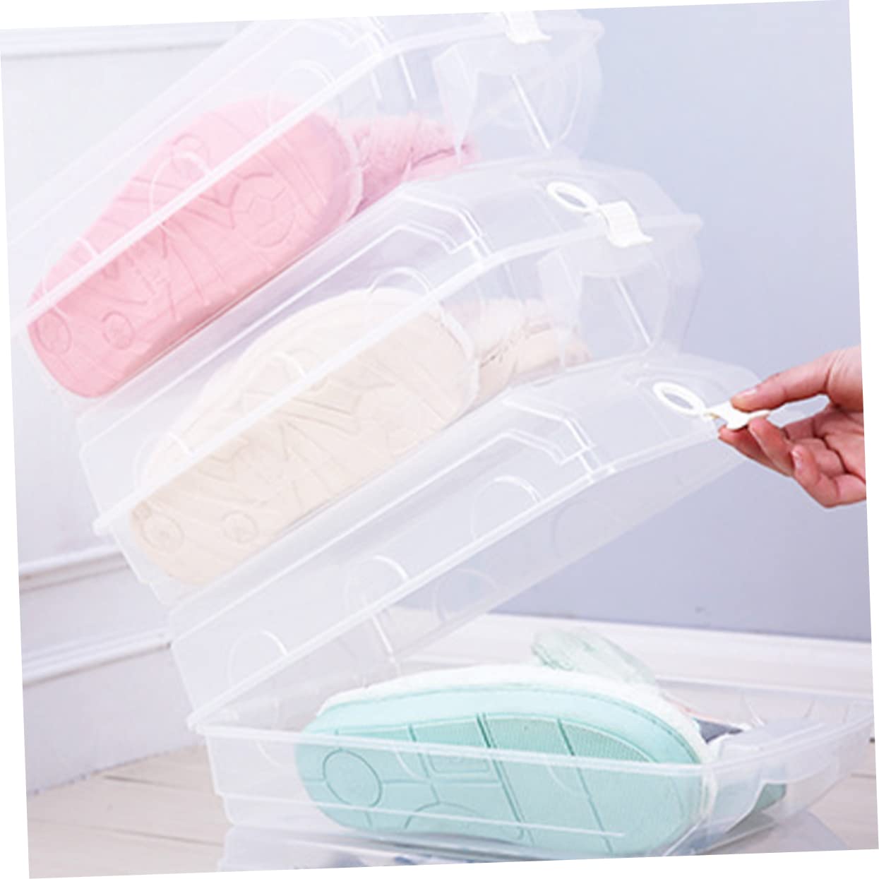 IMIKEYA Caja de Zapatos de Plástico 2 Piezas PP Gruesa Transparente