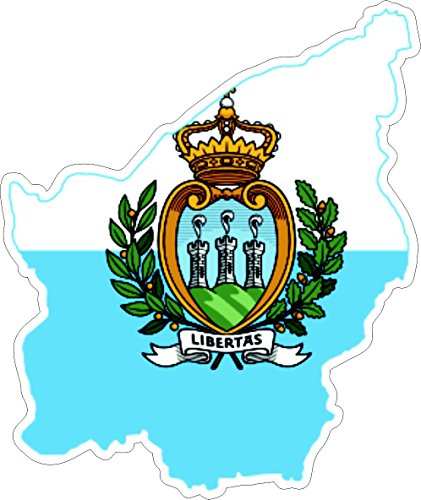 Akachafactory Autocollant Sticker adhesif Voiture Vinyle Drapeau Carte Saint Marin san Marino