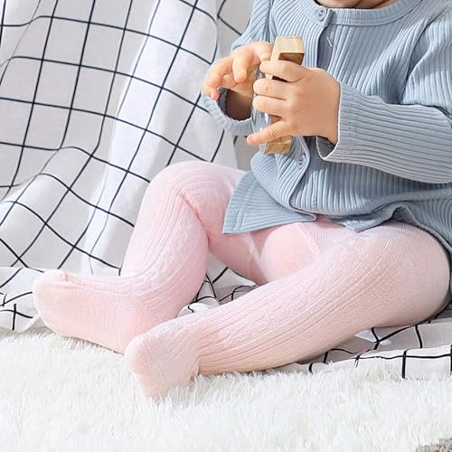 Image of SYGA Baby Tights For Girls Soft Cotton Infant Leggings Toddler Solid Knit Socks Newborn Warm Crochet Pants Stockings - Purple