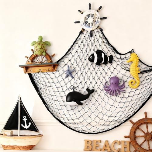 image for Decorative Fishing Net 80x40 Inch, Patioland 2 Pack Large Black Pictur