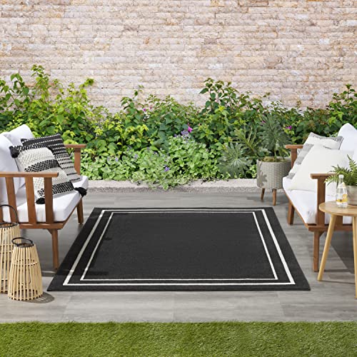 Nourison Essentials Tapete 5' x 7' Negro Marfil miniatura 4