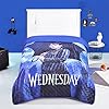 Wednesday Addams Bedding Set - Bundle with Bedspread, Flat & Fitted Sheets and Pillowcase for Twin Bed, Stickers, More | Wednesday Addams Room Decor #1