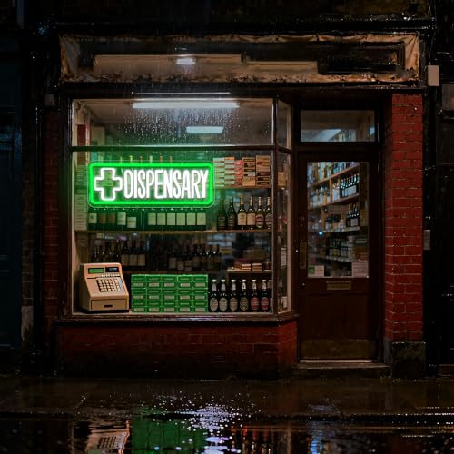 Image of Dispensary Neon Sign for Wall Decor Leaf Weed Neon Light for Man Cave Bar | Men Birthday Gifts,Man Cave Bedroom Bar Shop Wall Art,LED Neon,5V USB Powered,Easy Installation,Acrylic Board,Size 16.5*6.1In