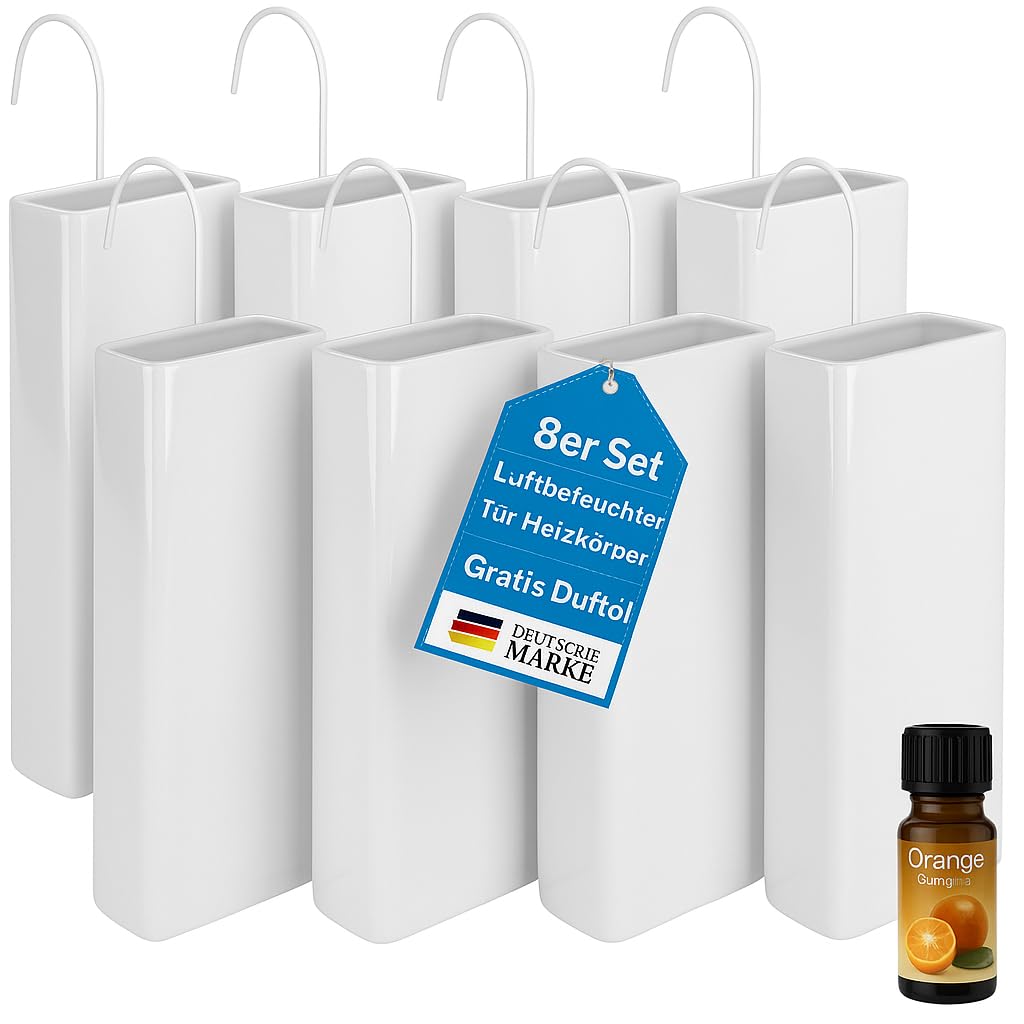 Luftbefeuchter für Heizung Set inkl. Haken - Keramik Wasserverdunster - beige matt - Wasserverdunster verdampfer verdunster Luftreiniger - Neutral - 8 Stück