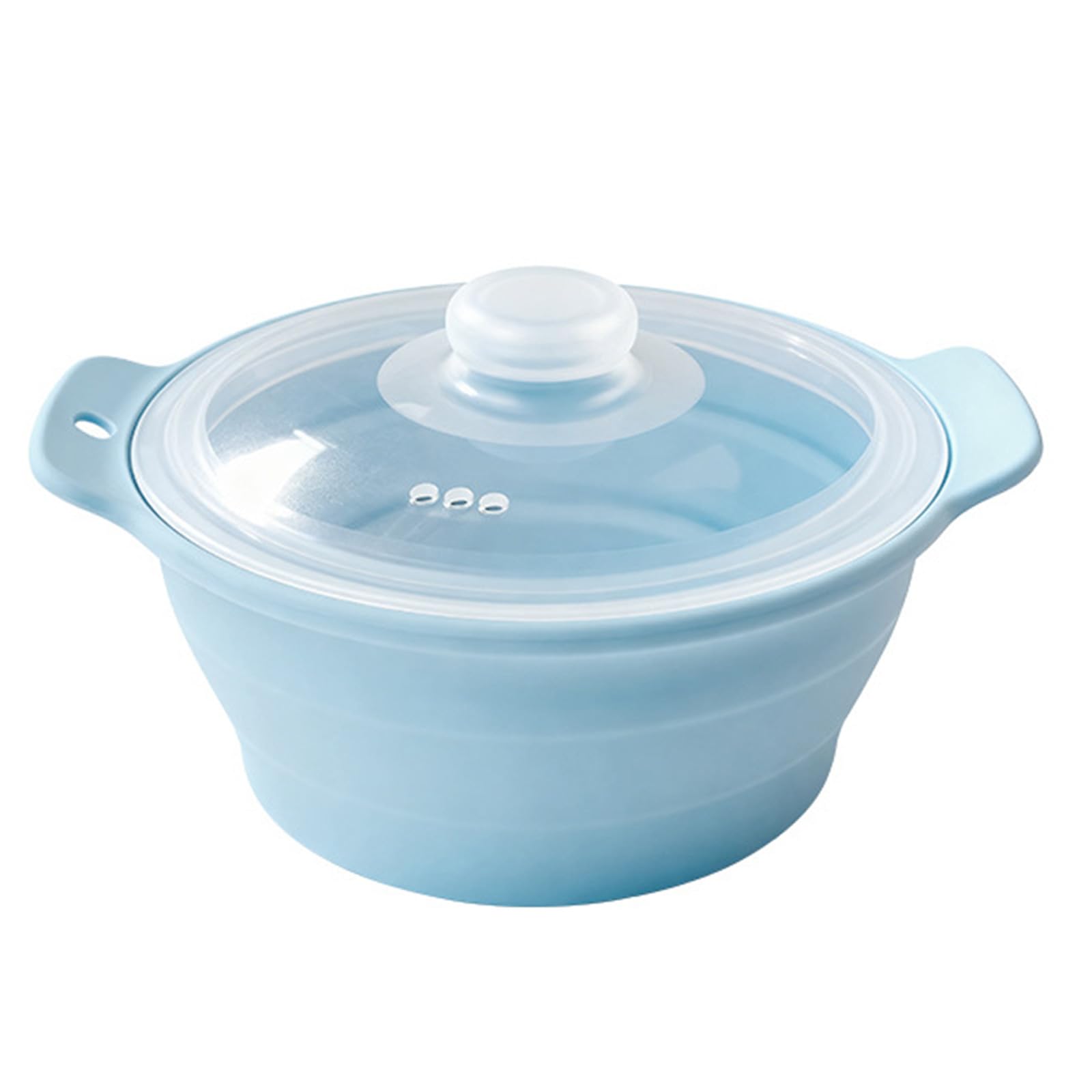 Foldable Steamer Silicone Small Pots with Basket Set for Microwave Cooking Vegetables Fish Rice 42Oz Nonslip Base Microwave Cookware