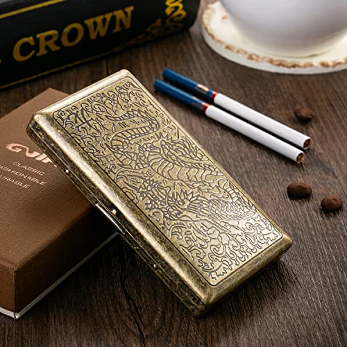 Étui à cigarette vintage en métal pour femme - Boîte rétro mince en acier inoxydable pour cigarettes minces de 100 mm