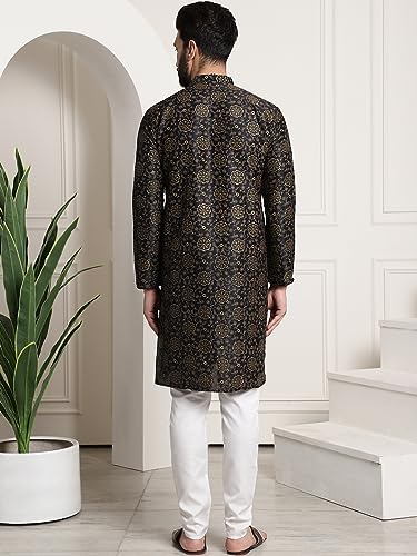 Image of SOJANYA (Since 1958 Men's Silk Blend Printed Kurta and Churidar Pyjama Set