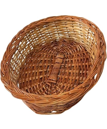 Image of INDIANA CRAFTS Oval Deep Cane Bamboo Baskets, Fruit Baskets, Gift Hamper Packing Kitchen Baskets Multipurpose Handmade Eco Friendly Cane Basket, Shelf Storage Basket.Size -13x9 inch