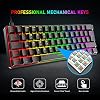 60% Wired Mechanical Gaming Keyboard and Mouse Combo,Ultra-Compact Mini 62 Keys,Type C Chroma 20 Rainbow Backlit Effects,RGB Backlit 6400 DPI Lightweight Gaming Mouse with Honeycomb Shell for PC/Mac
