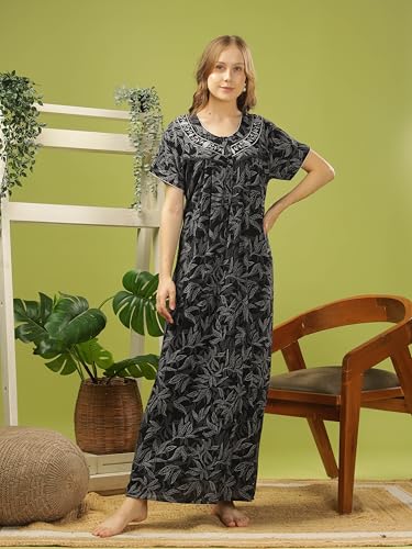 Image of 9shines Label Premium Alpine Maxi Designer Nighty | Floral Print Maxi for Women | Night wear for Women | | Full Length Night Gown for Women | Night Dress for Women Stylish (2467)