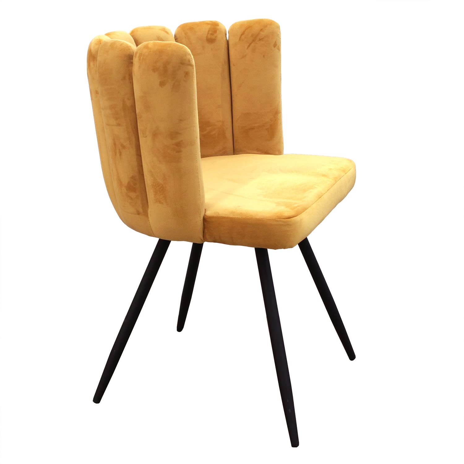 HOME DECO FACTORY - HD6520 Lote de 2 Sillas de Terciopelo Amarillo Capitoneado, Patas de Metal, Mobiliario Elegante para Salón, Comedor, Entrada, Dormitorio - 79 x 59,5 x 47,5 cm