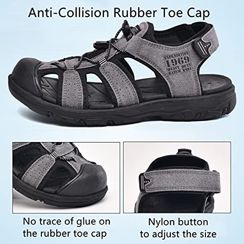 Veslexth Men's Outdoor Hiking Sandals Closed Toe Athletic Sport Sandals Summer Water Shoes3