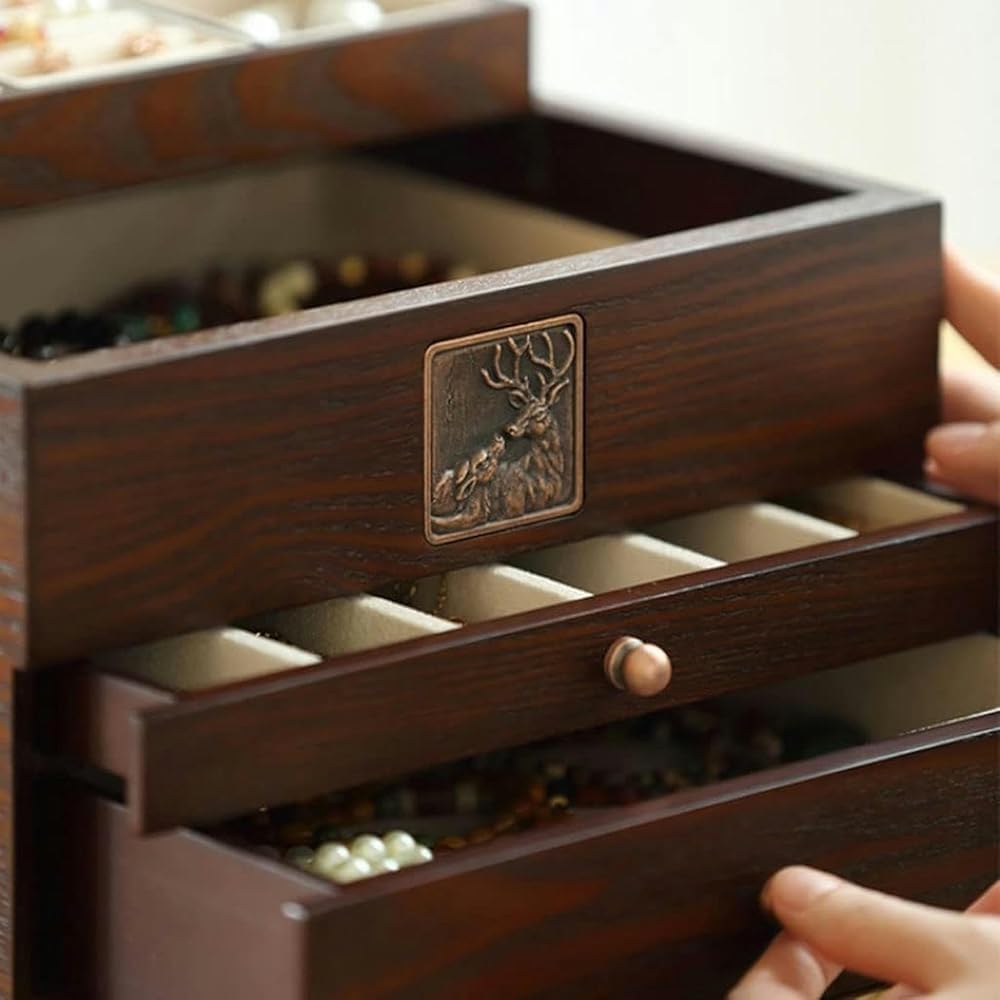 Organizador De Joyas De 10,23 Pulgadas, Caja De Almacenamiento Retro De Madera, Caja Pequeña para Guardar Anillos, Pulseras, Collares, Pendientes Y Relojes.